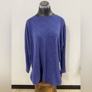 Eileen Fisher Organic Linen & Cotton Knit 3/4 Sleeve Relaxed Top